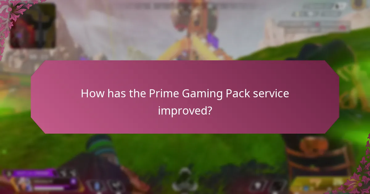How has the Prime Gaming Pack service improved?
